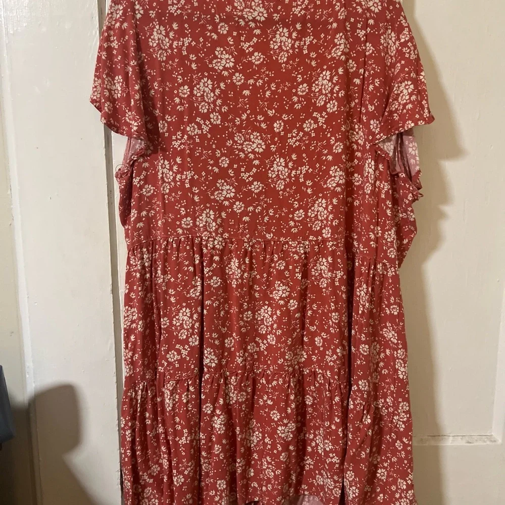 True Craft Brick Red Floral Dress - Picture 5 of 6